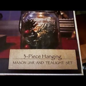 3 pc mason jar hanging tea light set